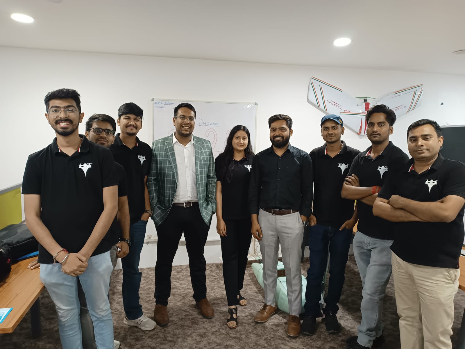 Group photograph of TSAW clients, Drone tech company, developing cutting-edge technologies to power the future of logistics, delivery, and more.